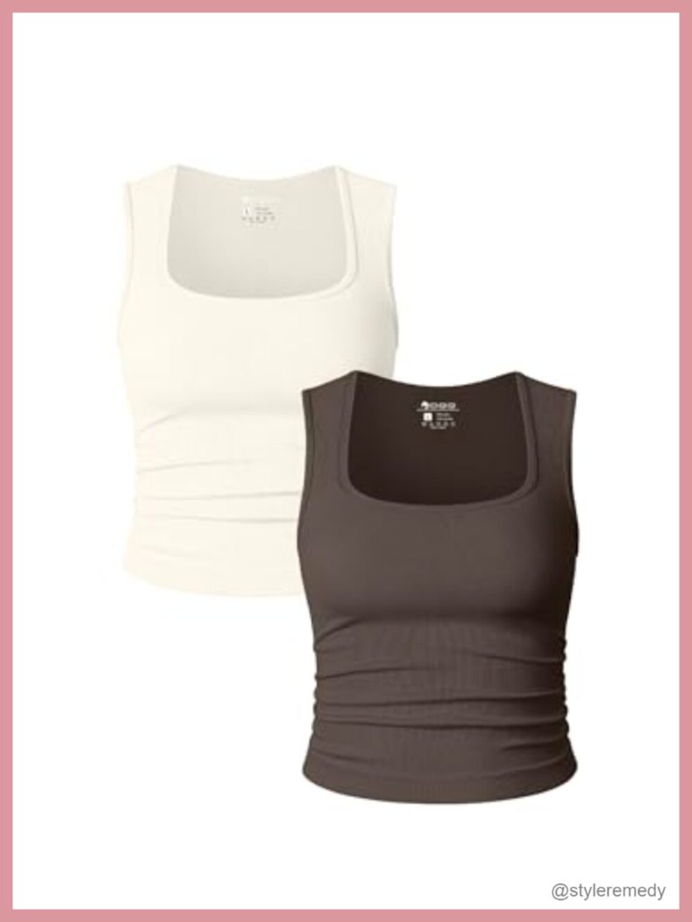 Women's 2 Piece Seamless Crop Tank Tops Square Neck Stretch